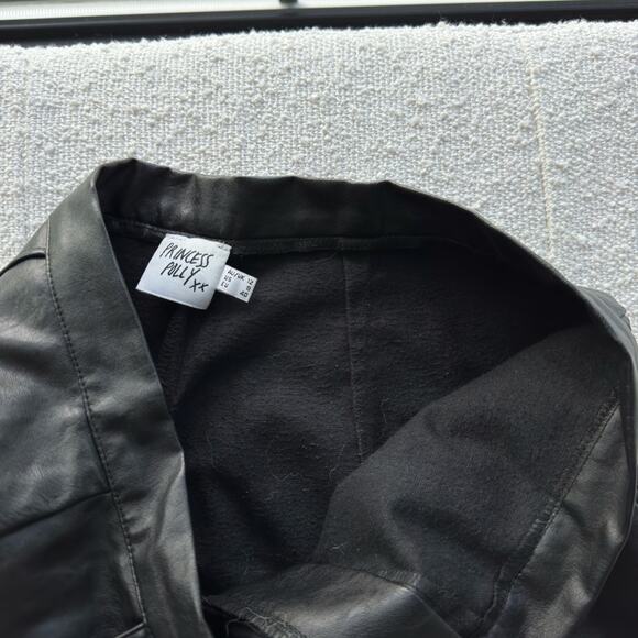 Princess Polly Encore Faux Leather High Rise Pants Black Size 8 - Picture 13 of 15